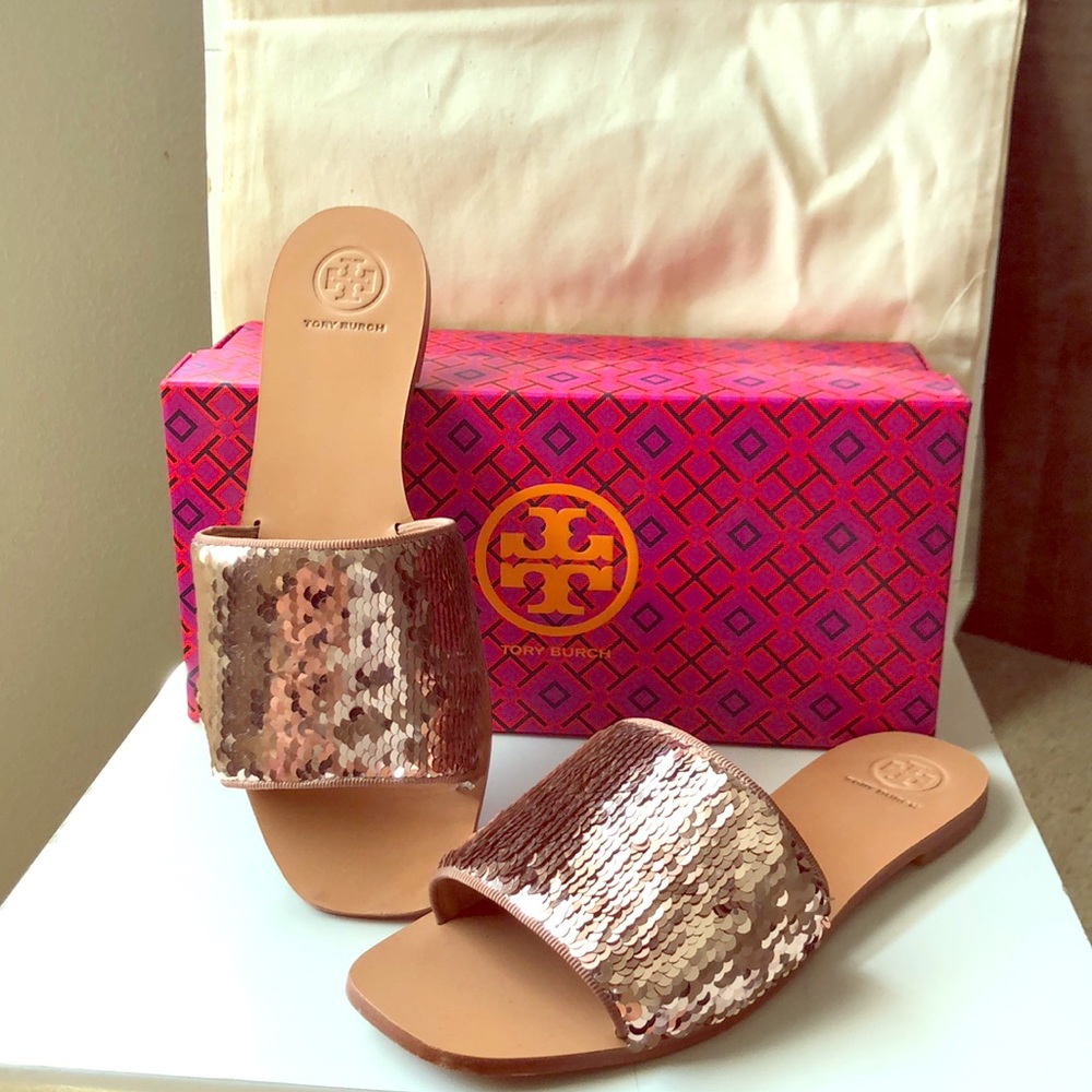 Authentic Tory Burch Rose Gold Carter Slide